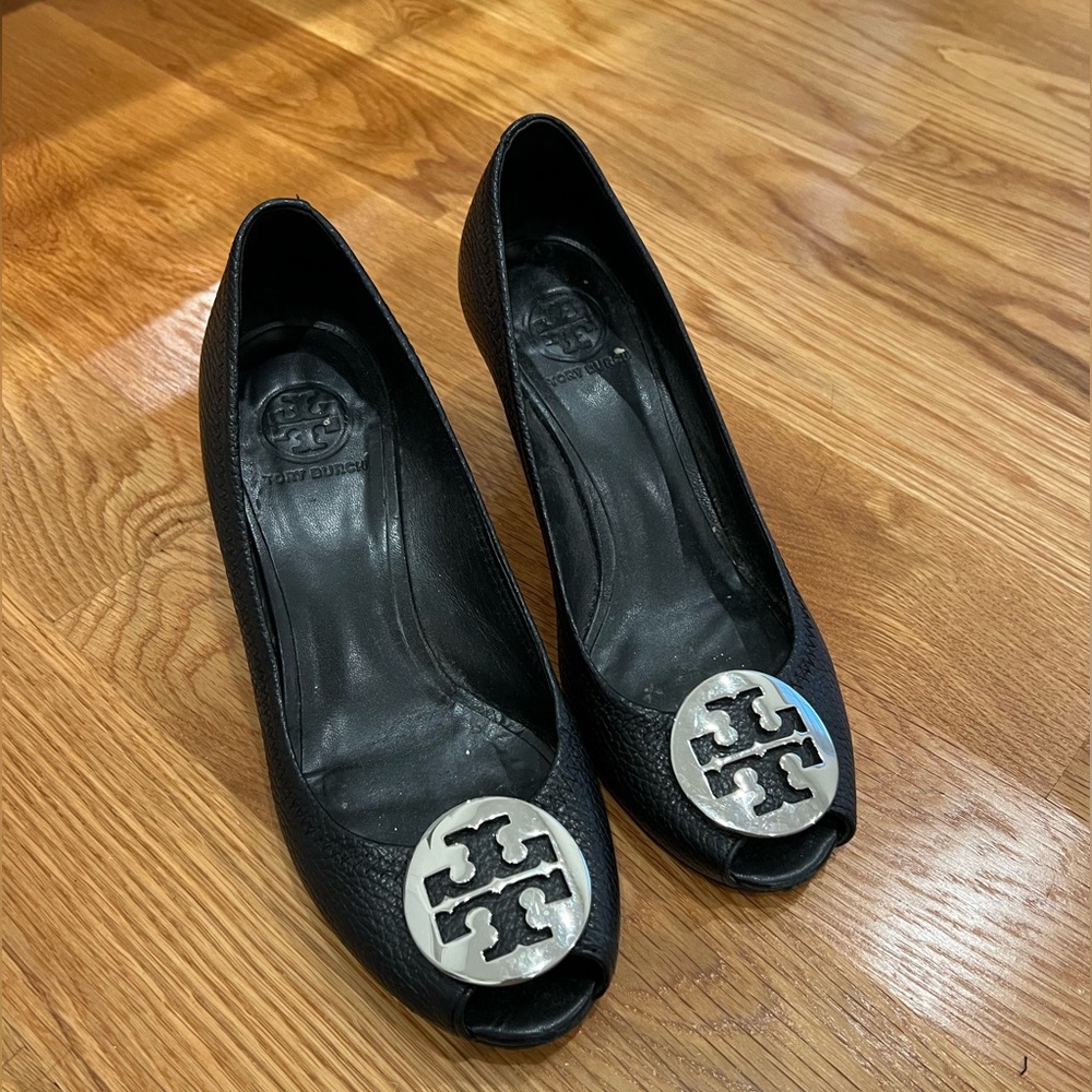 TORY BURCH Peep Toe Pump Sally 2 Leather Wedge